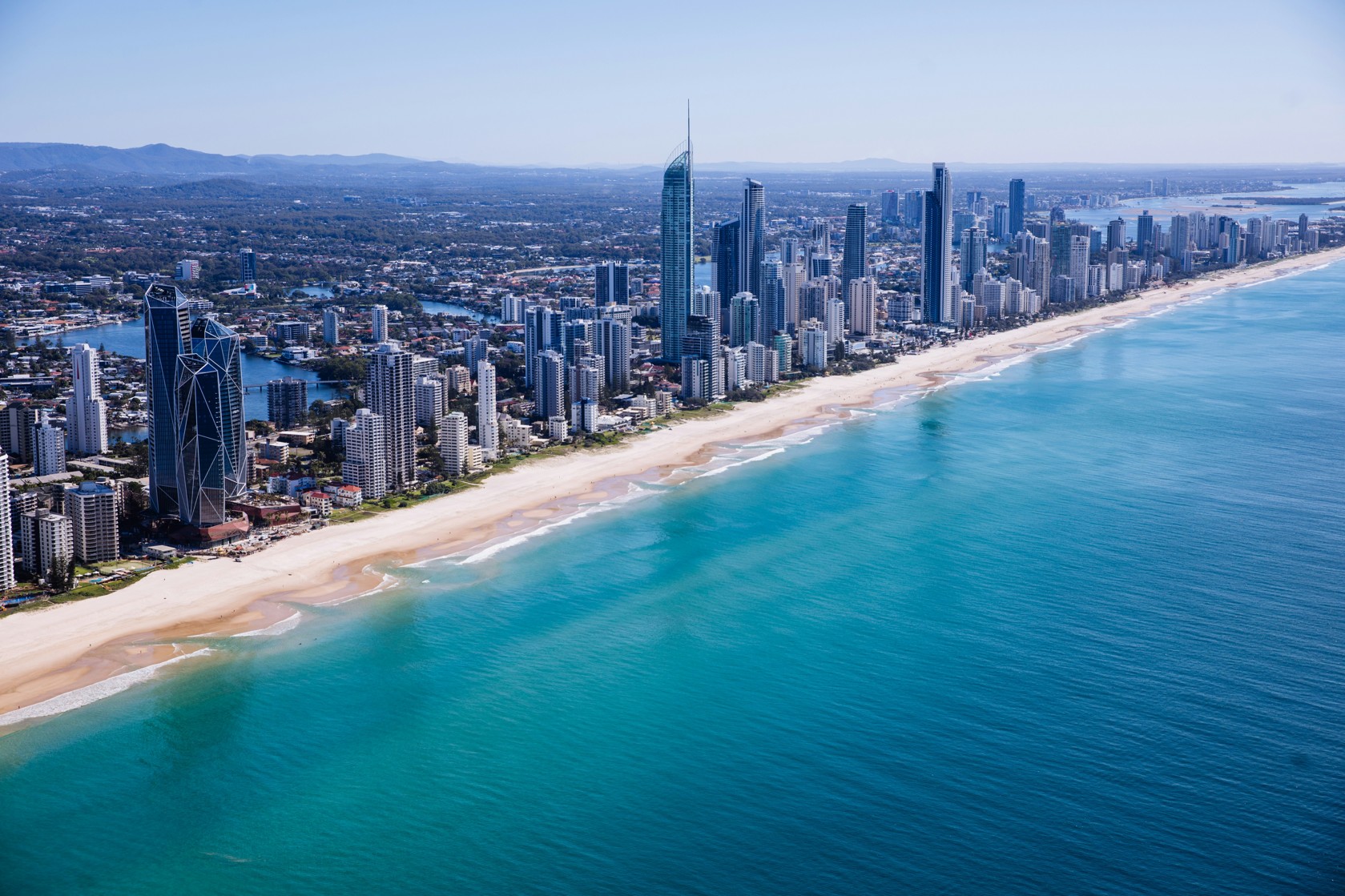 The Gold Coast skyline stretching along the ocean